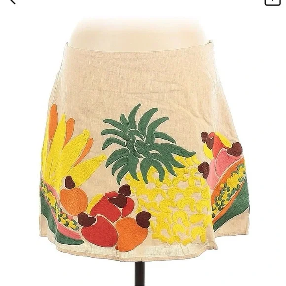 FARM Rio Cream A-Line Mini Skirt Resort Wear-new with tags NWT - Picture 4 of 4